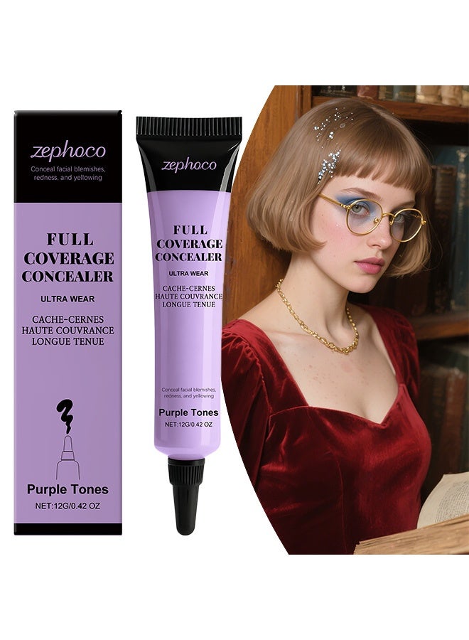 zephoco Make-Up Primer, Purple Color Corrector Face Primer, Hydrating And Anti-Redness Makeup Base, Pore Minimizer For Red And Blemished Skin, Long-Lasting Vegan Primer For Smooth Makeup Application 12g(#Purple tone) - Image 1